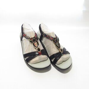 Alegria Embellished T-Strap Sandals- Roz - EU 38 (8-8.5) Black Multi NIB